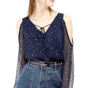 2/$18 ⭐Navy Blue Celestial Star Blouse⭐